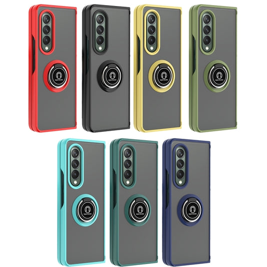 For Samsung Galaxy Z Fold4 Q Shadow 1 Series TPU + PC Holder Phone Case(Yellow) by buy2fix