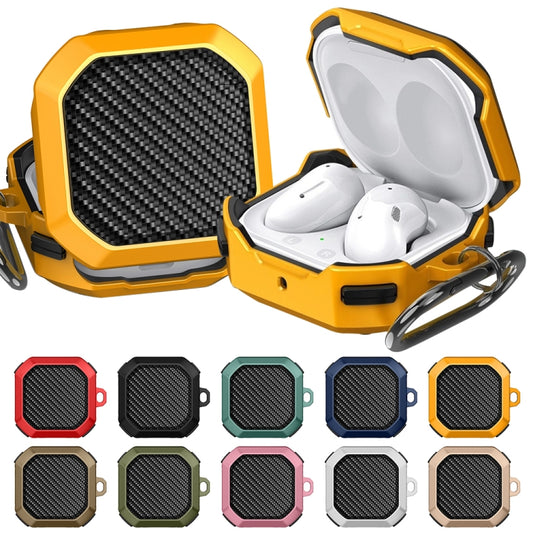For Samsung Galaxy Buds Live / Buds 2 / Buds Pro / Buds 2 Pro Thunder Carbon Fiber TPU+PC Earphones Protective Case with Hook Up(Black and White) by buy2fix