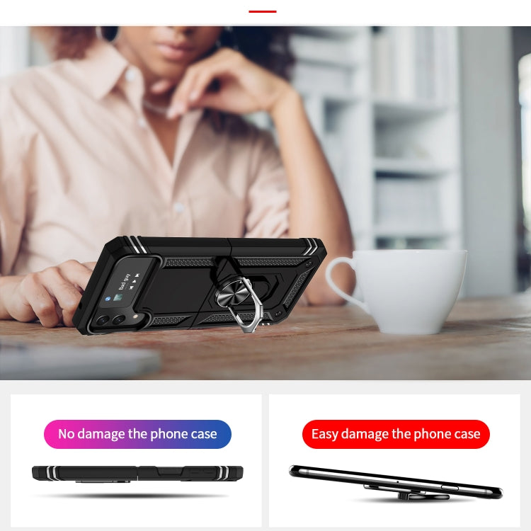 For Samsung Galaxy Z Flip4 Shockproof TPU + PC Protective Case with 360 Degree Rotating Holder(Black) by buy2fix