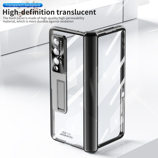 For Samsung Galaxy Z Fold3 5G Magnetic Hinges Plating Phone Case with Holder(Black) by buy2fix
