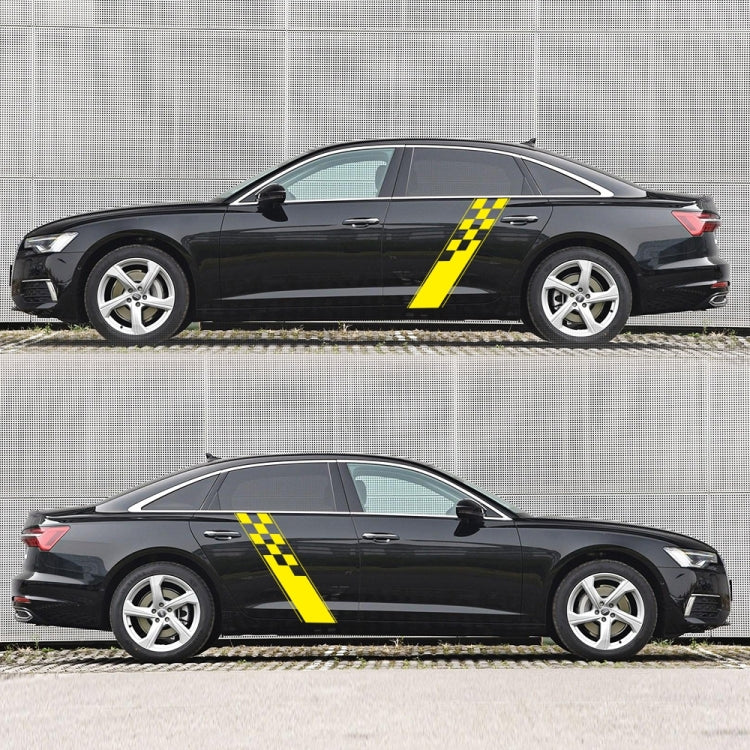 2 PCS/Set D-962 Checkered Flag Pattern Car Modified Decorative Sticker(Yellow) by buy2fix