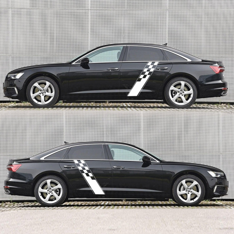 2 PCS/Set D-962 Checkered Flag Pattern Car Modified Decorative Sticker(White) by buy2fix