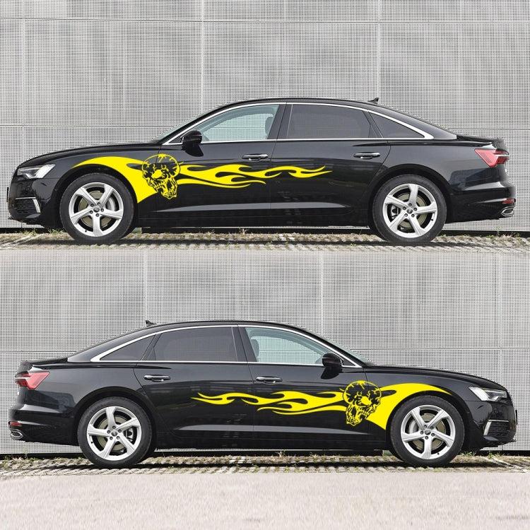 2 PCS/Set D-964 Skull Flame Pattern Car Modified Decorative Sticker(Yellow) by buy2fix