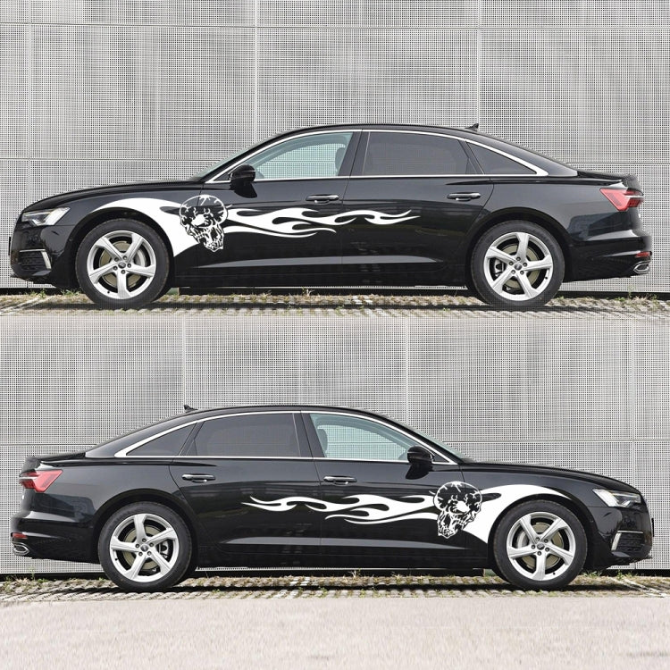2 PCS/Set D-964 Skull Flame Pattern Car Modified Decorative Sticker(White) by buy2fix