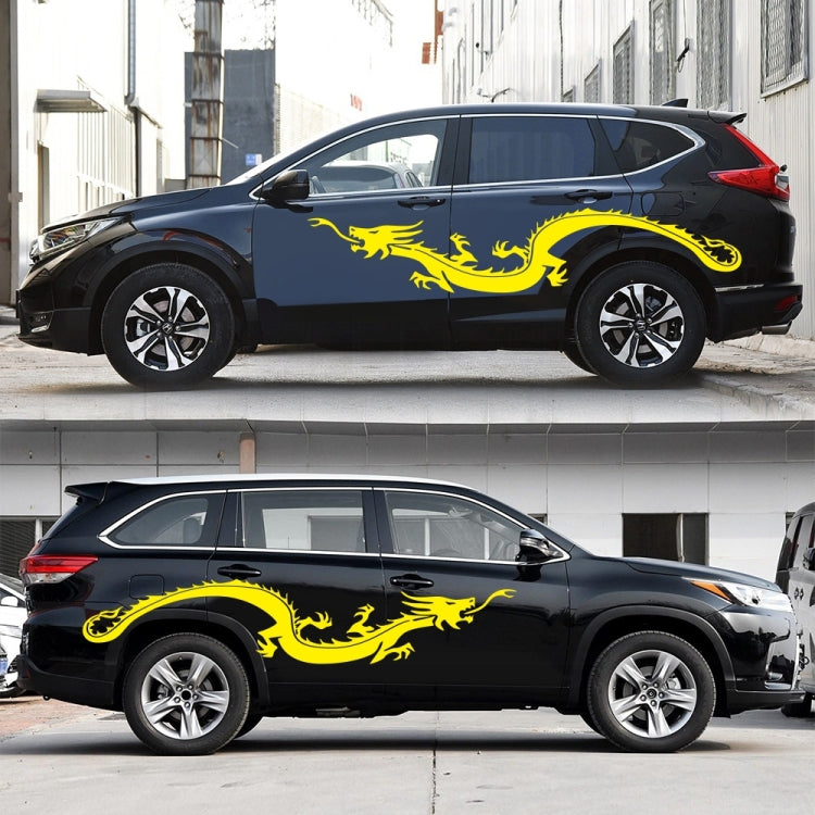 2 PCS/Set D-965 Dragon Pattern Car Modified Decorative Sticker(Yellow) by buy2fix