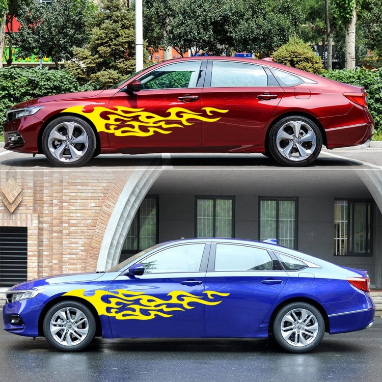 2 PCS/Set D-969 Flame Pattern Car Modified Decorative Sticker(Yellow) by buy2fix