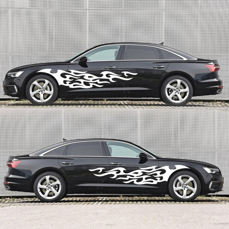 2 PCS/Set D-969 Flame Pattern Car Modified Decorative Sticker(White) by buy2fix