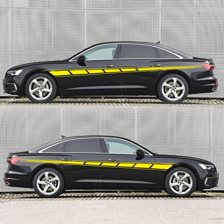 2 PCS/Set D-970 Checkered Flag Pattern Car Modified Decorative Sticker(Yellow) by buy2fix