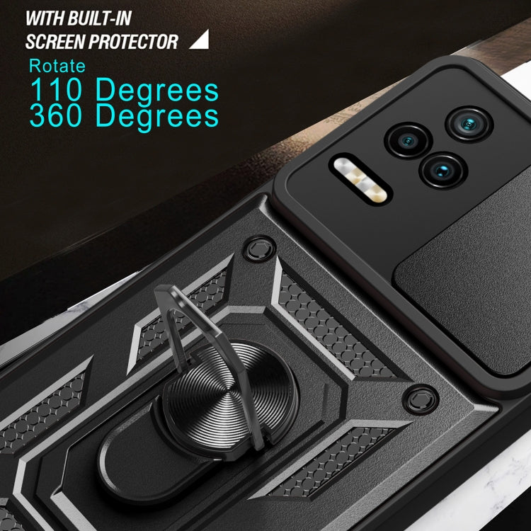 For Xiaomi Poco F4/Redmi K40S Sliding Camera Design TPU + PC Phone Case(Blue) by buy2fix