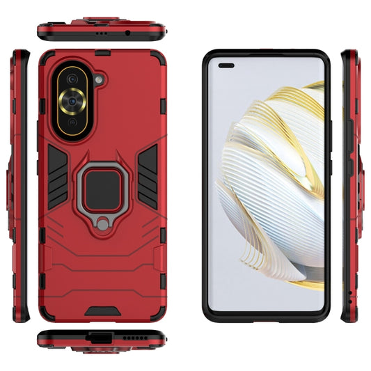 For Huawei Nova 10 Pro 4G Shockproof PC + TPU Protective Phone Case with Magnetic Ring Holder(Red) by buy2fix