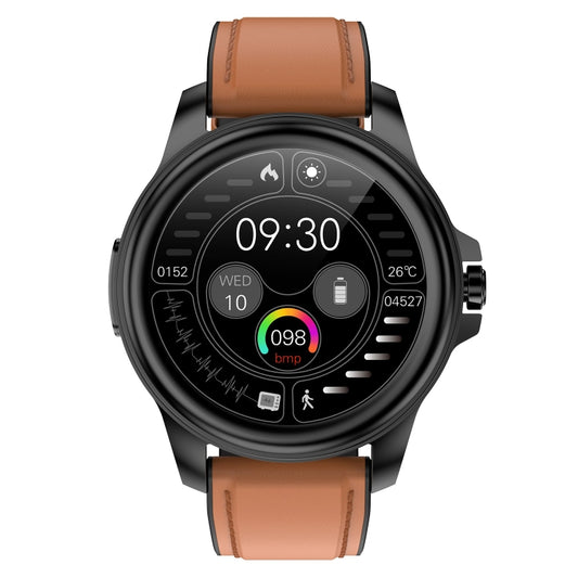 E89 1.32 Inch Screen Leather Strap Smart Health Watch Supports ECG Function, AI Medical Diagnosis, Body Temperature Monitoring(Brown) by buy2fix