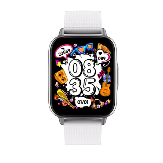 FW02 1.7 Inch Square Screen Silicone Strap Smart Health Watch Supports Heart Rate, Blood Oxygen Monitoring(White) by buy2fix