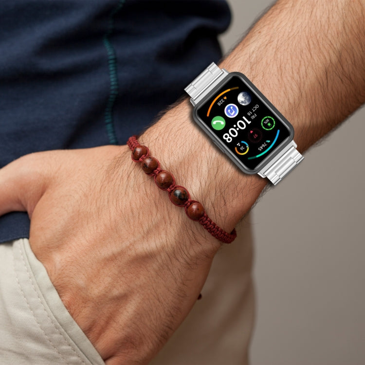 For Huawei Watch Fit 2 Three-bead Metal Stainless Steel Watch Band(Silver) by buy2fix