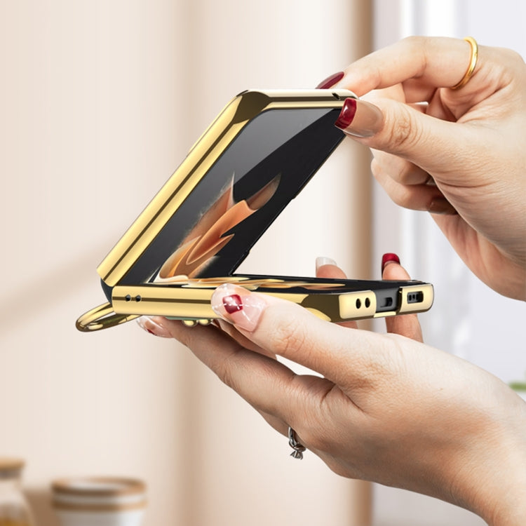 For Samsung Galaxy Z Flip4 GKK Weave Texture Electroplating Protective Phone Case(Gold) by GKK