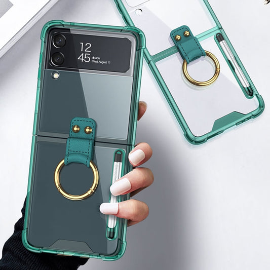 For Samsung Galaxy Z Flip4 GKK Airbag Protective Phone Case with Ring & Pen(Green) by GKK