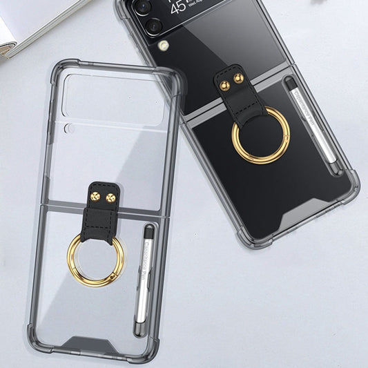 For Samsung Galaxy Z Flip4 GKK Airbag Protective Phone Case with Ring & Pen(Black) by GKK