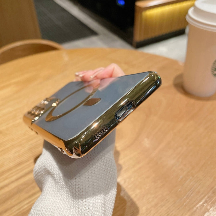 For Samsung Galaxy S21 Ultra 5G Electroplated Frame MagSafe Magnetic Phone Case(Dark Green) by buy2fix