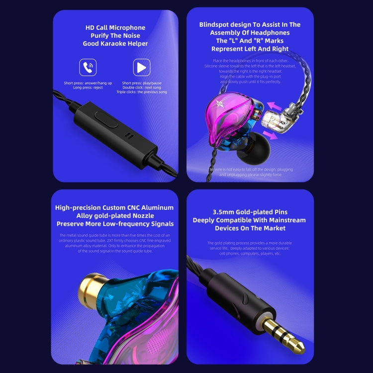 QKZ ZXT Sports In-ear Wired Control Plug HIFI Stereo Stage Monitor Earphone, Style:Standard Version(Transparent) by QKZ