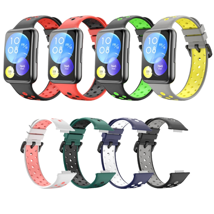 For Huawei Watch Fit 2 Two-color Silicone Watch Band(White + Pink) by buy2fix