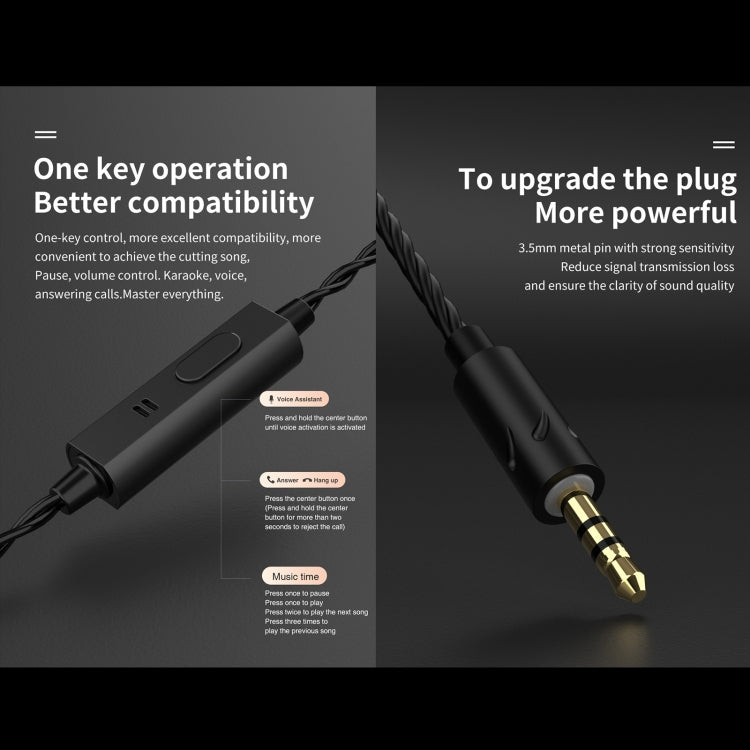 QKZ AK6 MAX In-ear Dynamic Subwoofer Wire-controlled Earphone, Version:Standard Version(Transparent White) by QKZ