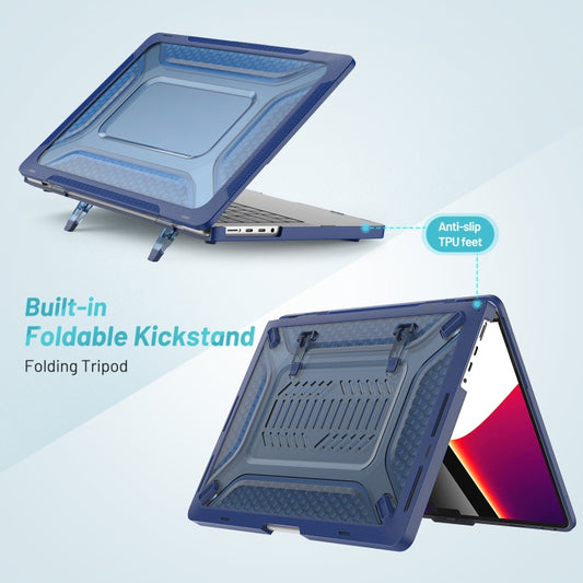 PC + TPU Honeycomb Laptop Protective Case For MacBook Pro 14.2 inch A2442 2021(Sapphire Blue) by buy2fix