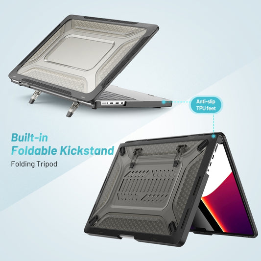 PC + TPU Honeycomb Laptop Protective Case For MacBook Pro 14.2 inch A2442 2021(Cool Black) by buy2fix