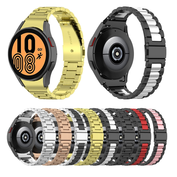 For Samsung Galaxy Watch 5 Pro 45mm Three Strains Steel Watch Band(Black Silver) by buy2fix