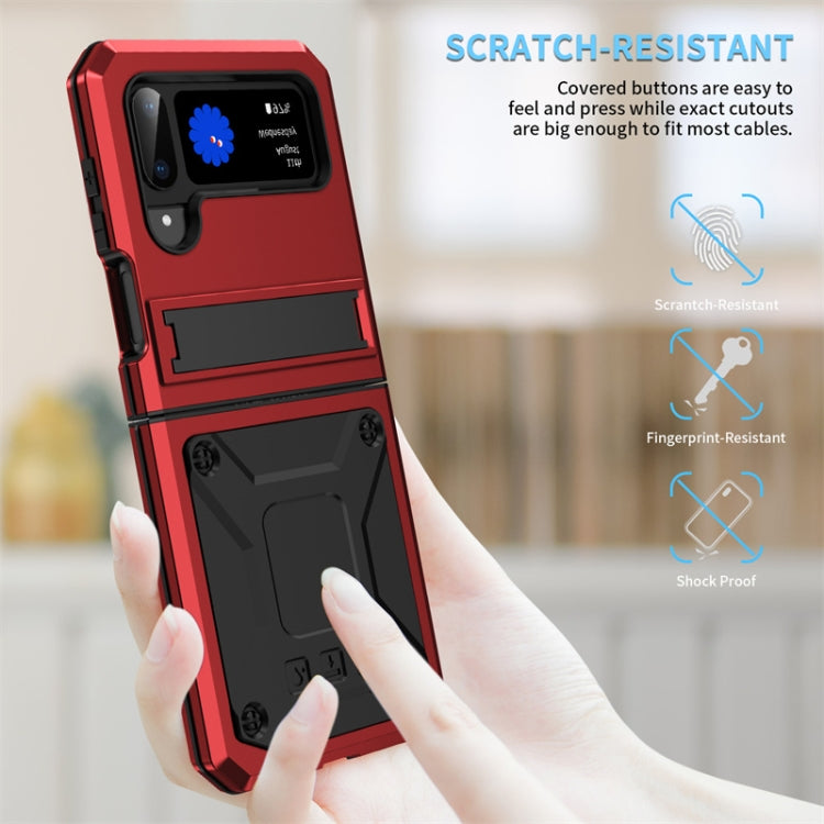 For Samsung Galaxy Z Flip3 5G Metal Shock-proof Phone Case With Holder(Red) by buy2fix