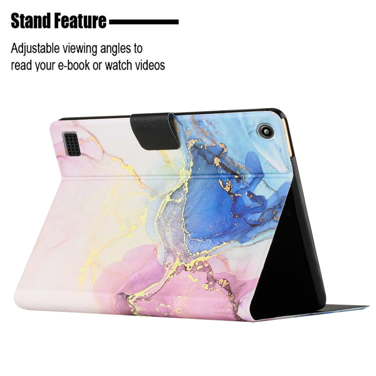 For Amazon Kindle HD 7 2019 / 2017 / 2015 Marble Pattern Smart Leather Tablet Case(Pink Blue) by buy2fix