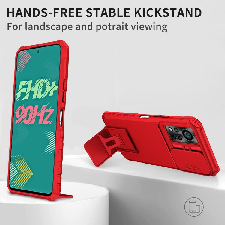 For Infinix Hot 11S NFC Stereoscopic Holder Sliding Camshield Phone Case(Red) by buy2fix