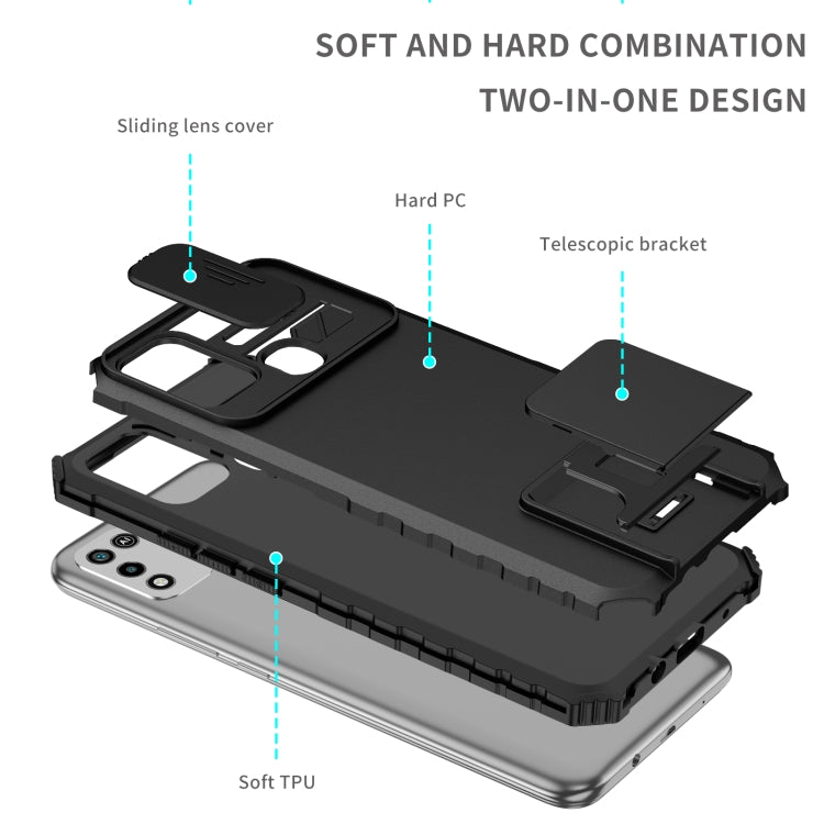 For Infinix Hot 10 Play/11 Play Stereoscopic Holder Sliding Camshield Phone Case(Black) by buy2fix