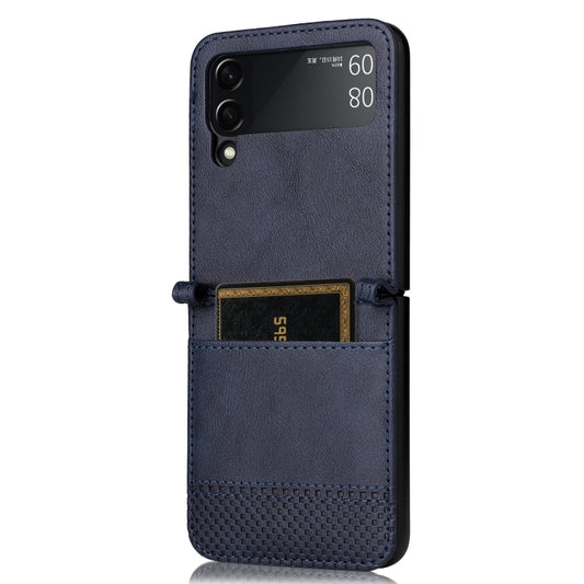 For Samsung Galaxy Z Filp4 5G Vintage Texture Folding Leather Phone Case(Blue) by buy2fix