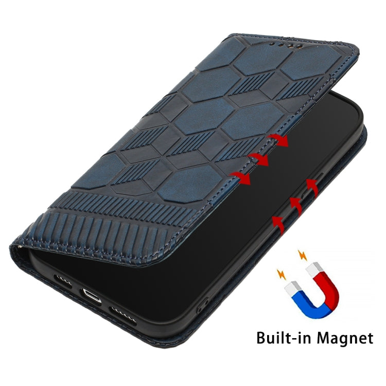 For iPhone 13 Football Texture Magnetic Leather Flip Phone Case(Dark Blue) by buy2fix