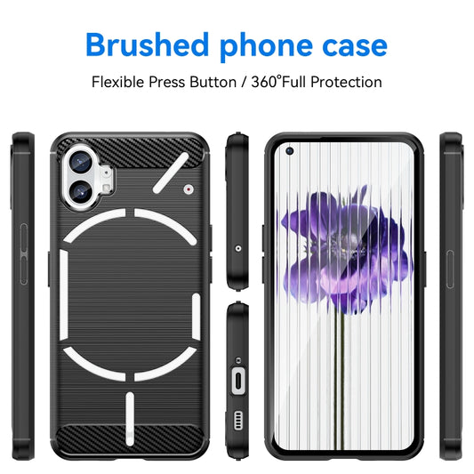 For Nothing Phone 1 Brushed Texture Carbon Fiber TPU Phone Case(Black) by buy2fix