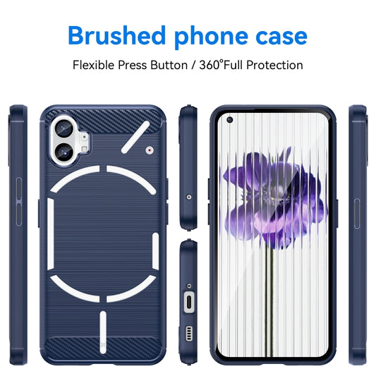 For Nothing Phone 1 Brushed Texture Carbon Fiber TPU Phone Case(Blue) by buy2fix