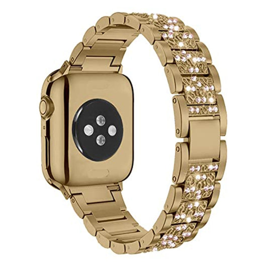 Diamond Metal Watch Band For Apple Watch Series 9&8&7 41mm / SE 3&SE 2&6&SE&5&4 40mm / 3&2&1 38mm(Gold) by buy2fix