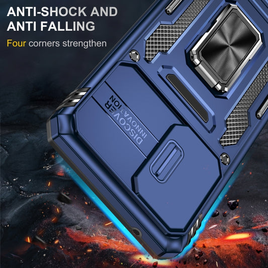 For Samsung Galaxy A52 5G/4G Armor PC + TPU Camera Shield Phone Case(Navy Blue) by buy2fix