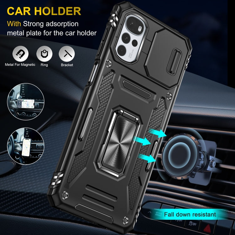 For Motorola Moto G22 Armor PC + TPU Camera Shield Phone Case(Black) by buy2fix