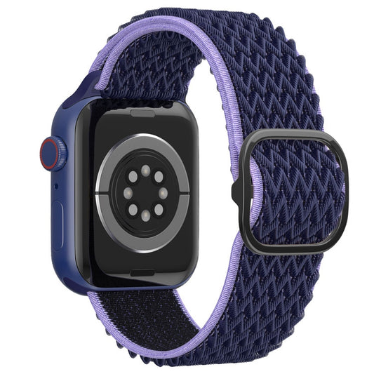 Wave Nylon Watch Band For Apple Watch Ultra 49mm&Watch Ultra 2 49mm / Series 9&8&7 45mm / SE 3&SE 2&6&SE&5&4 44mm / 3&2&1 42mm(Midnight Blue Black) by buy2fix