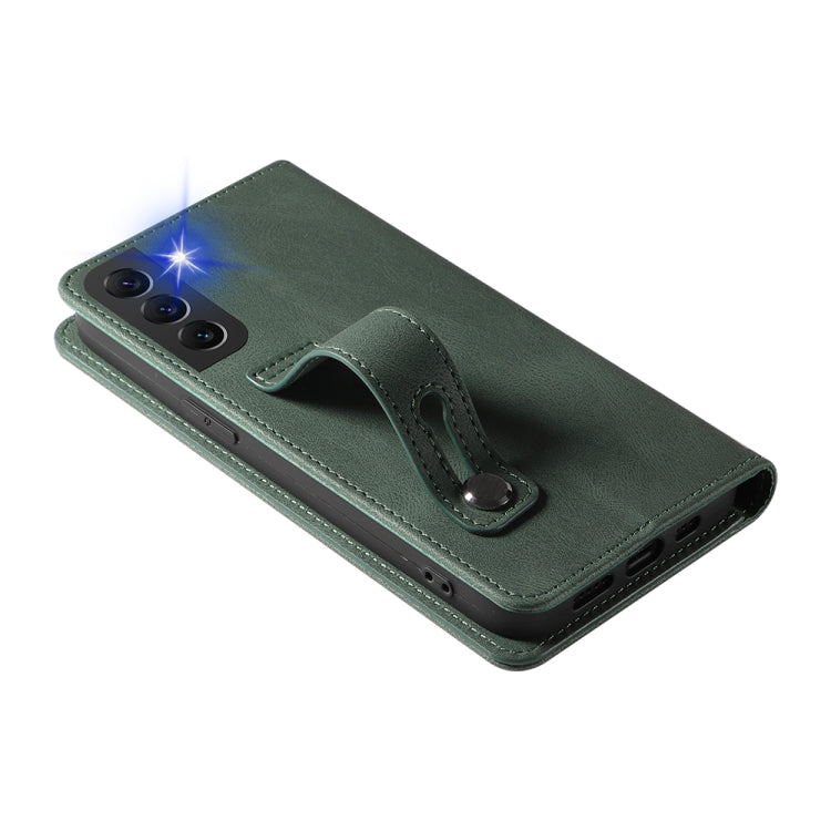 For Samsung Galaxy S22+ 5G Wristband Magnetic Leather Phone Case(Green) by buy2fix