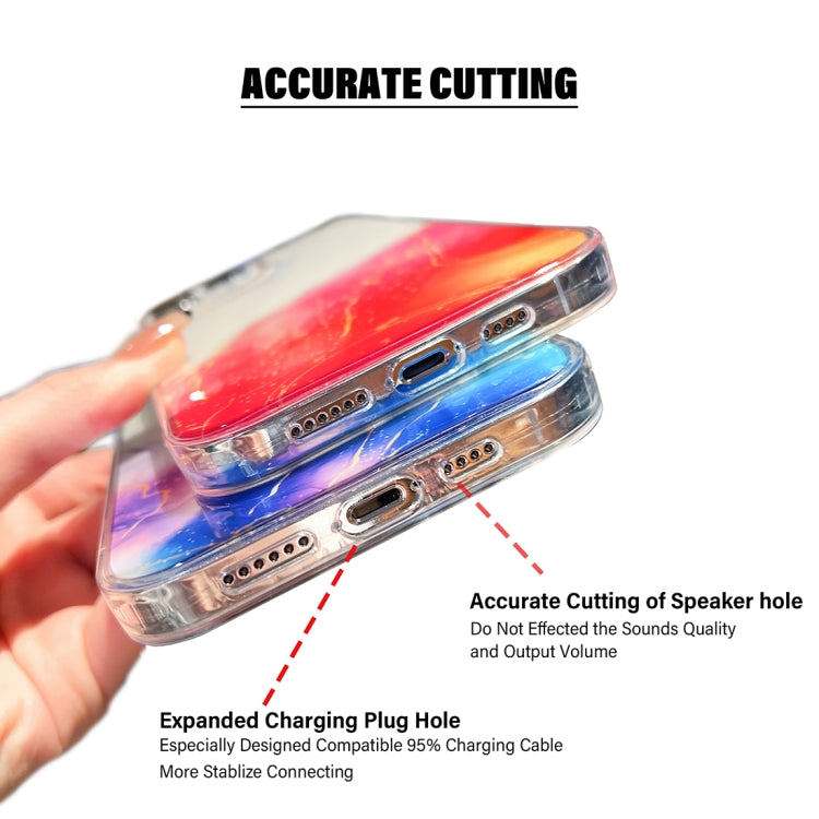 For iPhone 14 Pro Max Gold Halo Marble Pattern Phone Case (Purple) by buy2fix