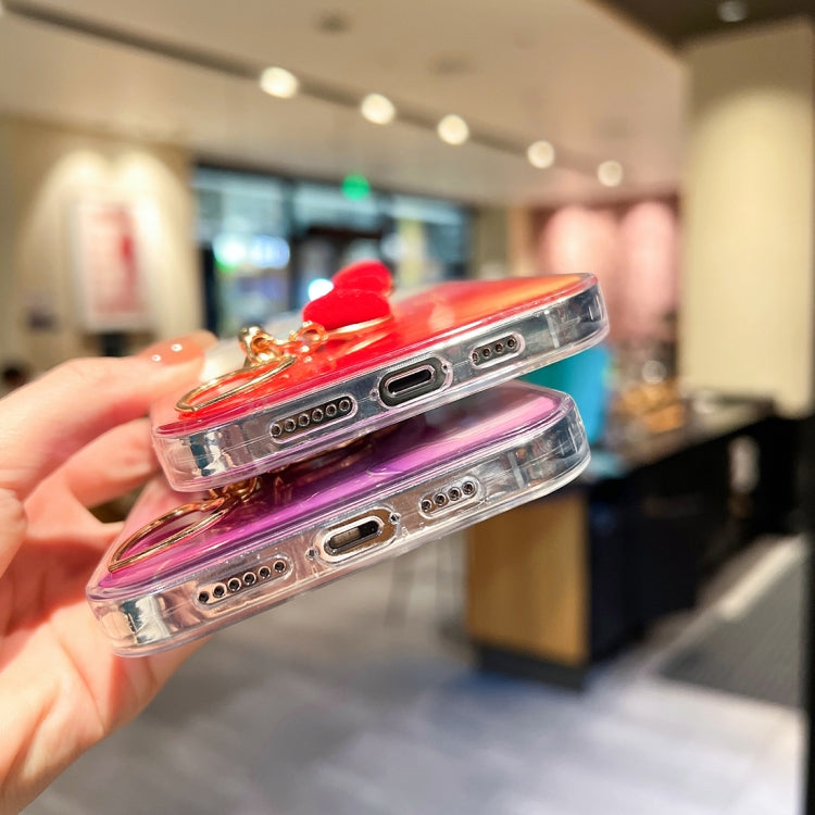 For iPhone 13 Gold Halo Marble Pattern Case with Bracelet(Red) by buy2fix