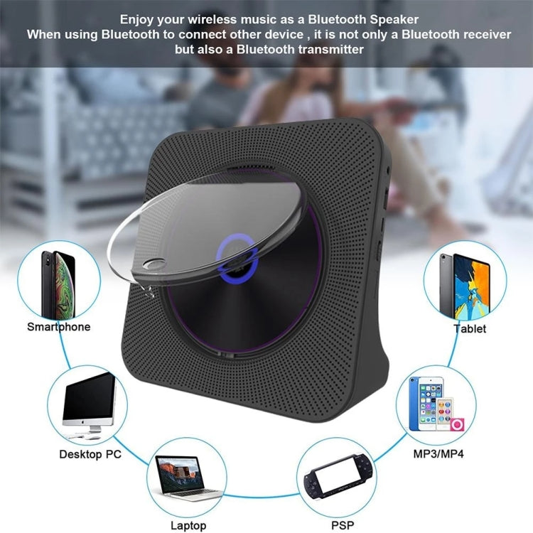 Kecag KC-806 2A Retro Bluetooth Music Disc Album CD Player, Specification:Plug-in Version(Black) by Kecag