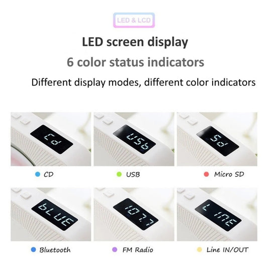 Kecag KC-809 10W Portable Bluetooth Album CD Player Player(Pink) by Kecag