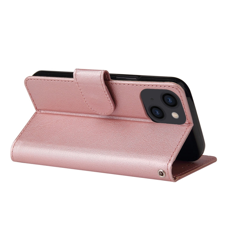 For iPhone 14 Multifunctional Horizontal Flip Leather Case with Three Card Slot (Rose Gold) by buy2fix