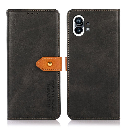 For Nothing Phone 1 KHAZNEH Dual-color Cowhide Texture Flip Leather Phone Case(Black) by buy2fix