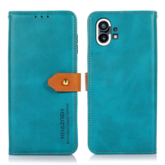 For Nothing Phone 1 KHAZNEH Dual-color Cowhide Texture Flip Leather Phone Case(Blue) by buy2fix