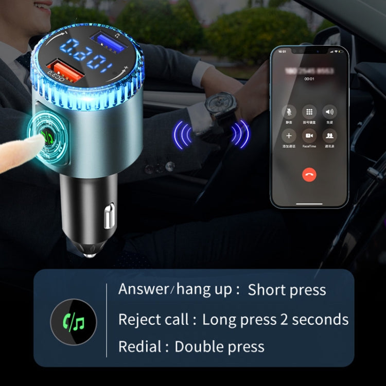 BC77 QC3.0 Fast Charging Car Bluetooth Hands-free MP3 Player FM Transmitter(Navy Blue) by buy2fix
