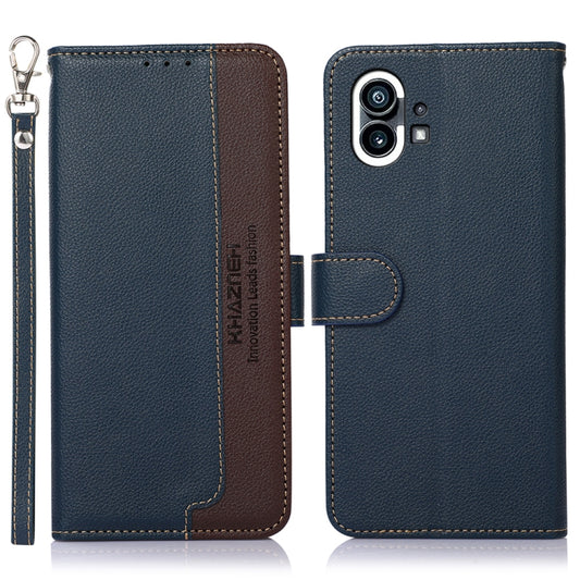 For Nothing Phone 1 KHAZNEH Litchi Texture Leather RFID Phone Case(Blue) by buy2fix