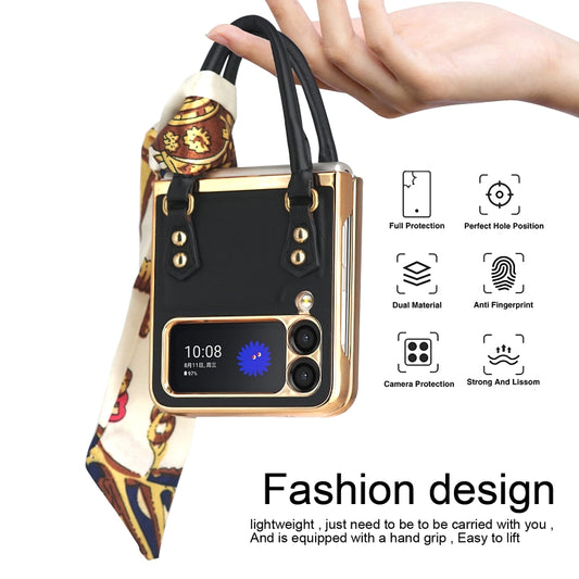 For Samsung Galaxy Z Flip3 5G Handbag Design Leather + PC Phone Case(Blue) by buy2fix